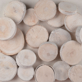 Houten Schijfjes White Wash Rond Dik