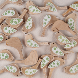 Vogeltje hout mint/wit