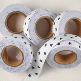 Stoffen Tape Sterren Zwart Wit