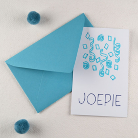 Kaart Joepie – Met Turquoise Envelop