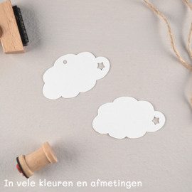Labels wolk/ster met of zonder gaatje en persoonlijke tekst