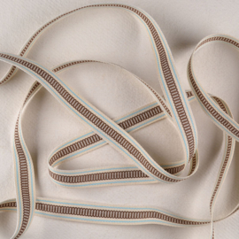 Lint met Patroon - Crème, Bruin en Blauw