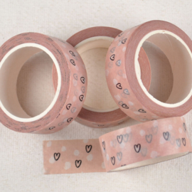 Washi Tape Warm Roze met Hartjes
