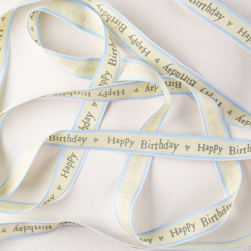 Lint Happy Birthday – Geel met Blauw en Grijs