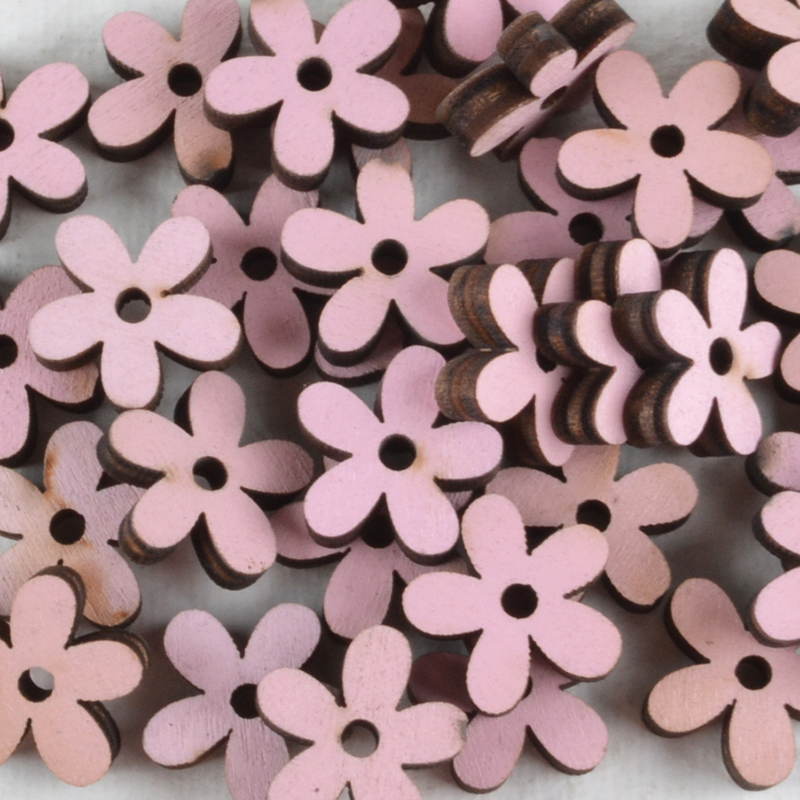 Mini Bloemetje van Hout – Roze met Donkere Rand