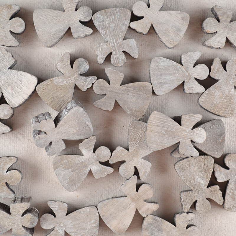 Mini Houten Engel – Grey Wash, Neutraal en Stoer
