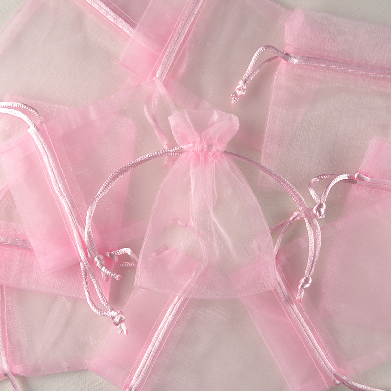 Luxe organza zakje lichtroze