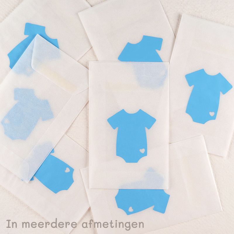 Zakje pergamijn met een blauwe romper-design