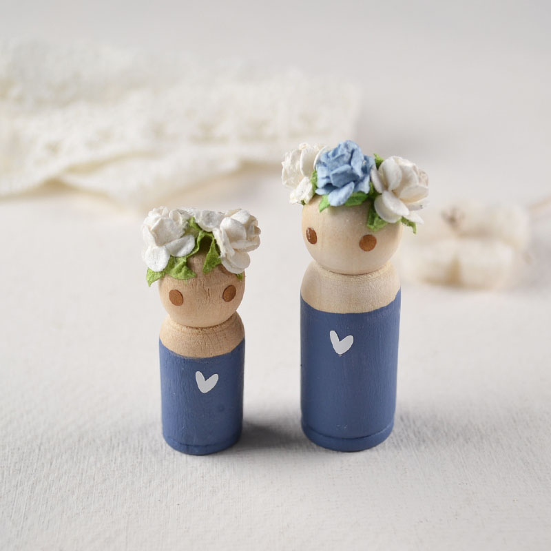 Handbeschilderde Peg Dolls – Keuze uit Kleuren & Maten