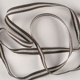 Lint Donkerbruin met Blauw Stiksel