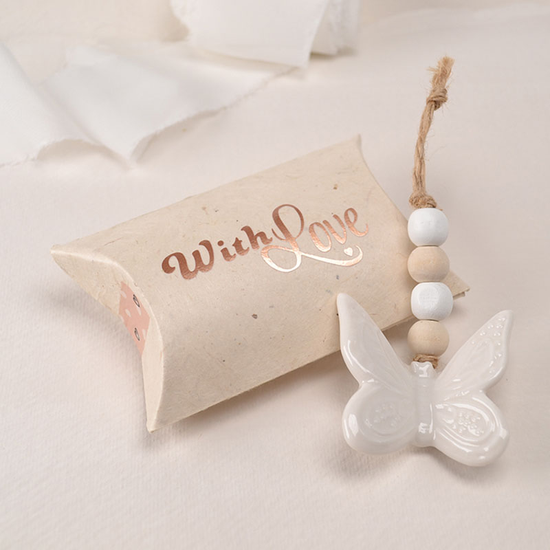 Pillow Doosje met Porseleinen Vlinderhanger – With Love