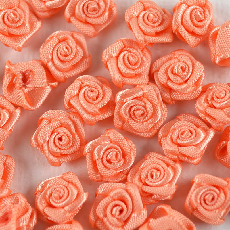 Satijnen Roosje – Abrikoos Luxe Mini Bloem
