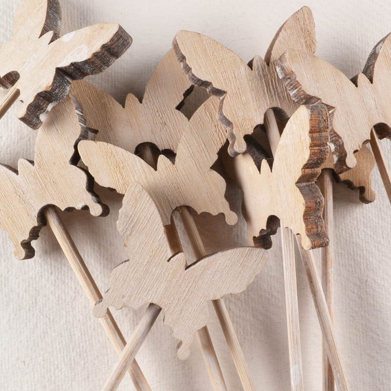 Vlinder Hout – Blank op Steker