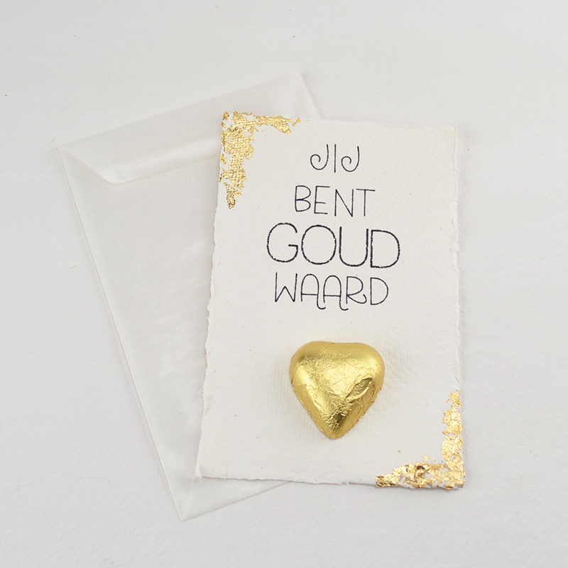 Kaart Jij Bent Goud Waard met Hartje & Loonzakje