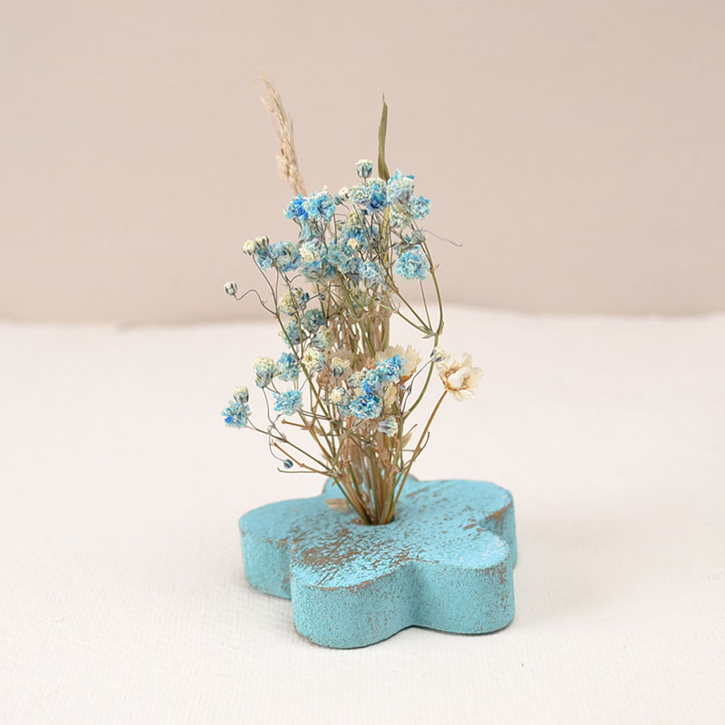 Cadeautasje met Houten Houder en Droogbloemen