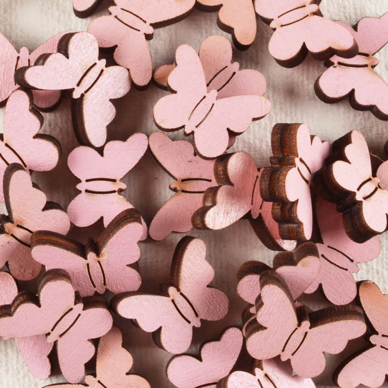 Vlindertje Hout – Roze Mini