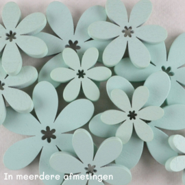 Mintgroene Houten Bloem – Glad en Fijn Afgewerkt