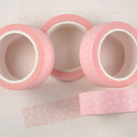 Washi Tape Zalmroze met Witte Vlekjes