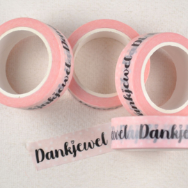 Washi Tape Zacht Roze met Dankjewel