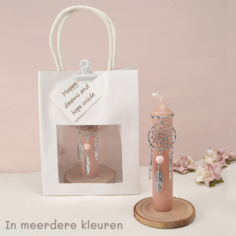 Tasje met Kaars, Dromenvanger en Kaartje 'Happy Dreams'