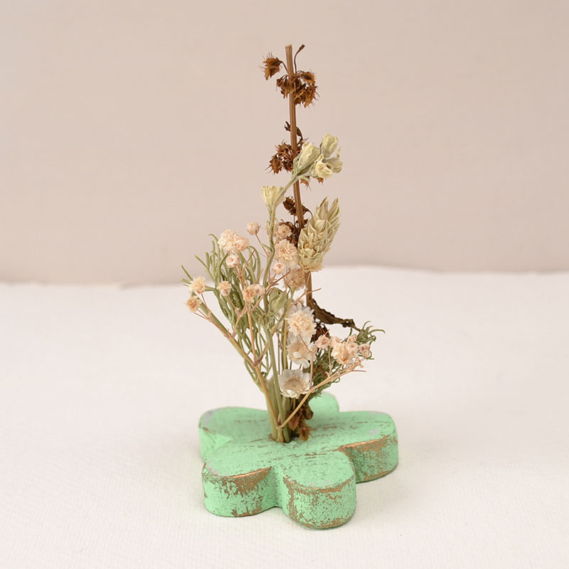 Cadeautasje met Houten Houder en Droogbloemen