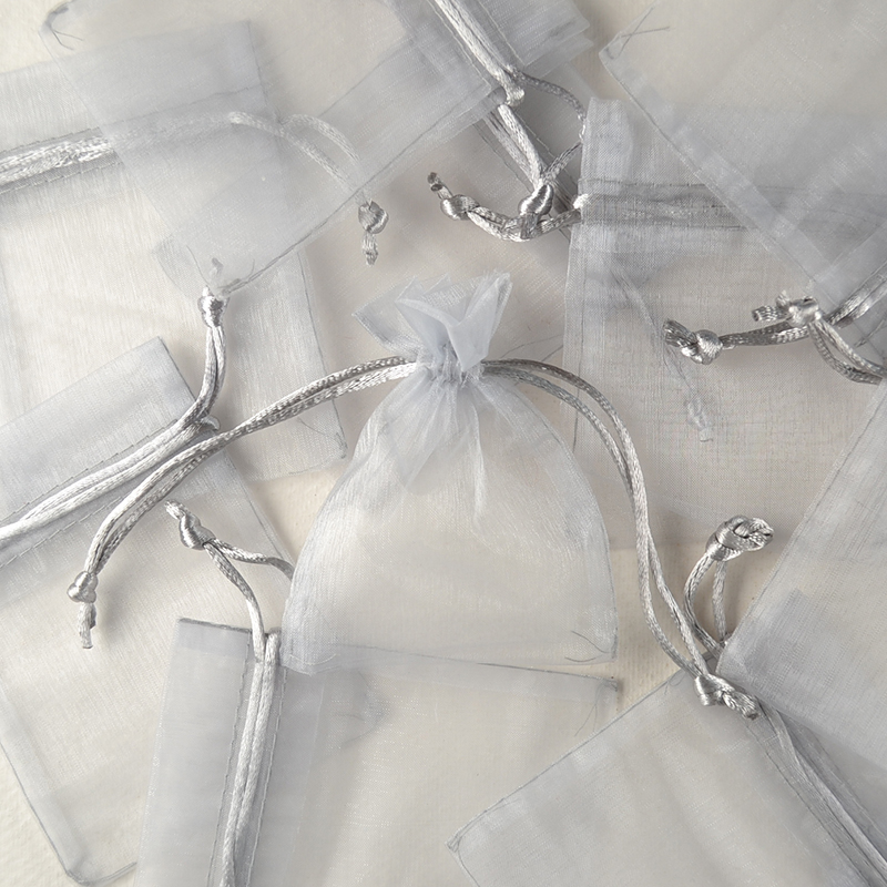 Luxe organza zakje zilvergrijs