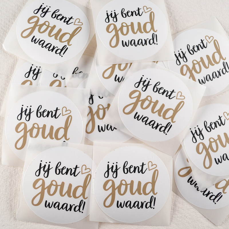 Sticker Jij Bent Goud Waard – Wit met Goud