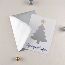 Kerstkaart met Envelop – Zilver Kerstboompje