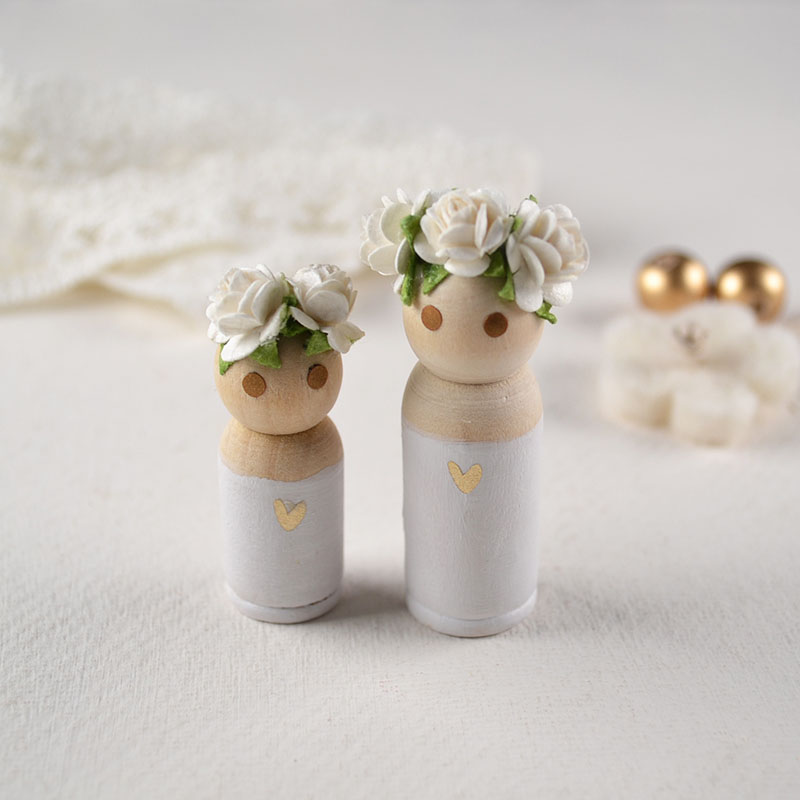Handbeschilderde Peg Dolls – Keuze uit Kleuren & Maten