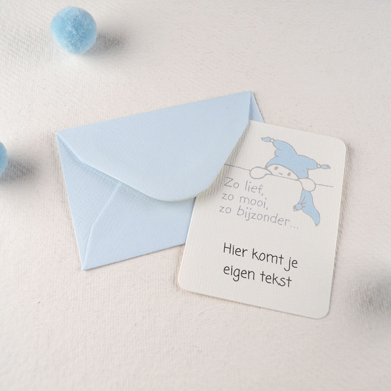 Kaartje Babyjongen met Envelop – Eigen Tekst