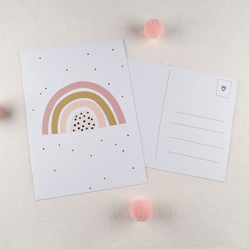 Ansichtkaart Regenboog – Poederroze & Oudroze