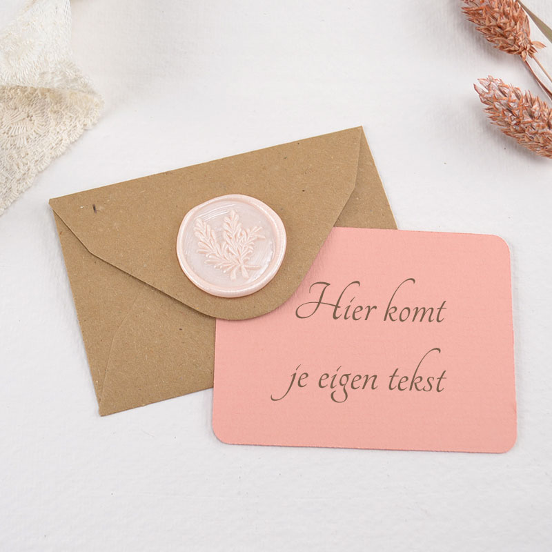 Abrikoos Kaartje met Envelop en Lakzegel – Eigen Tekst