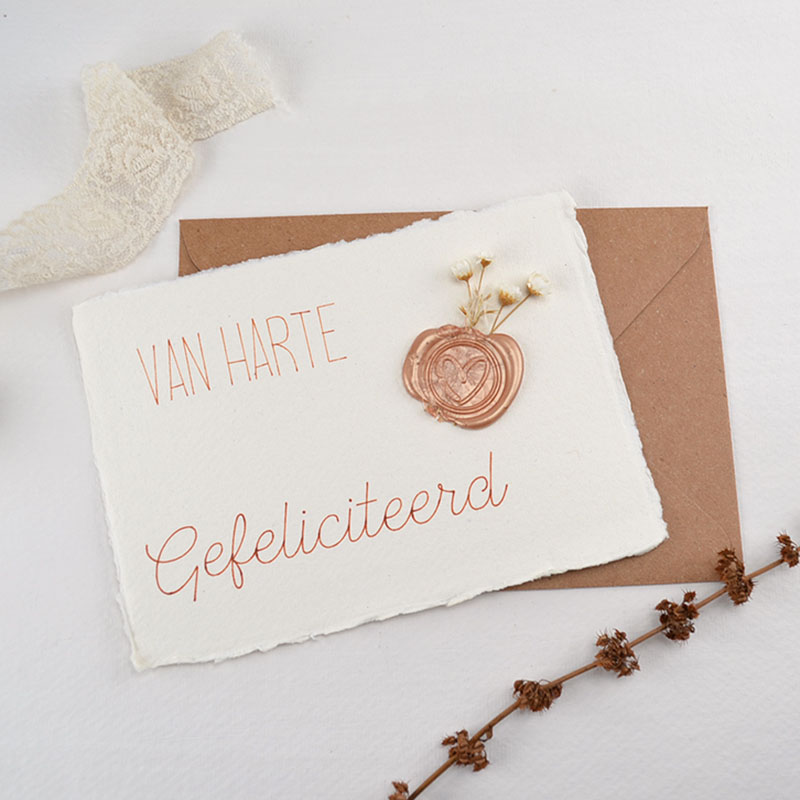 Kaart Gefeliciteerd – Lakzegel & Bloemen