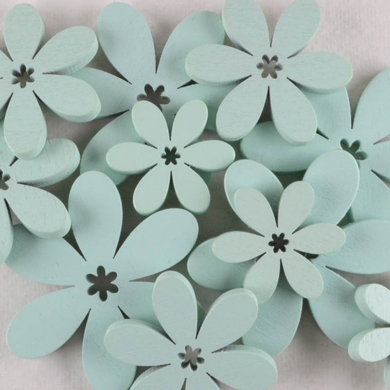 Mintgroene Houten Bloem – Glad en Fijn Afgewerkt