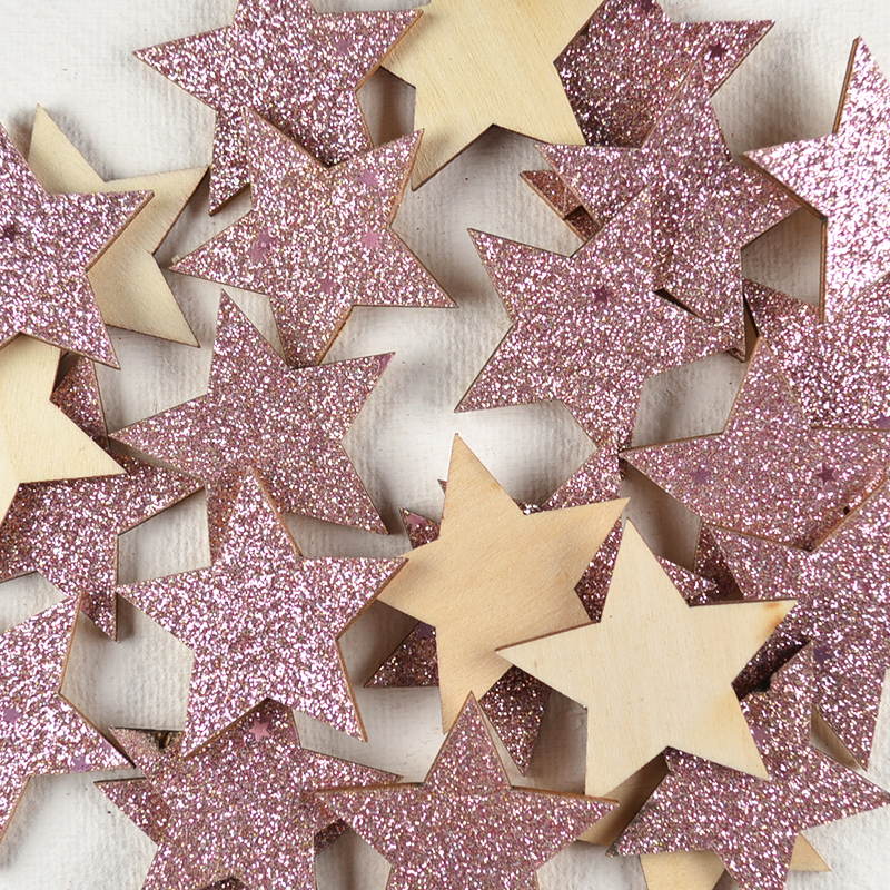Sterretje Hout – Oudroze met Glitters