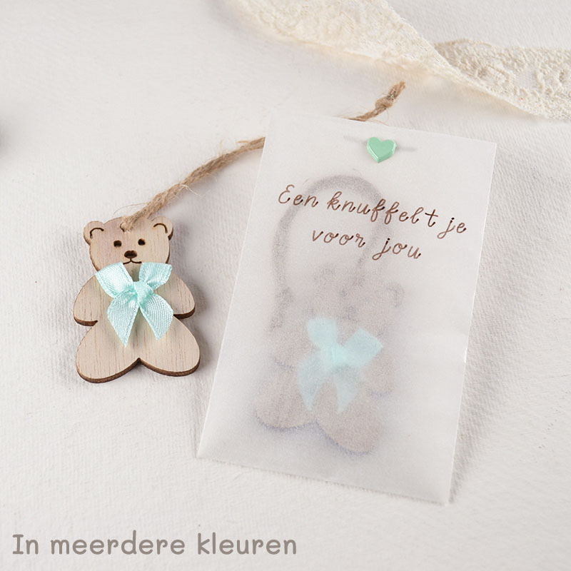 Zakje met Houten Beertje – Een Knuffeltje voor Jou