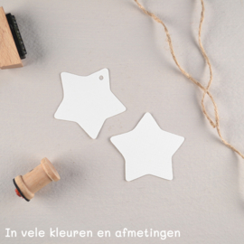Labels ster met of zonder gaatje en persoonlijke tekst