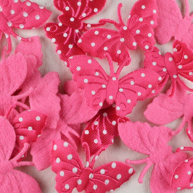 Vlindertje Satijn Fuchsia – Met Witte Stippen & Stof