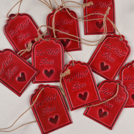 Zinken label met tekst Get Well Soon