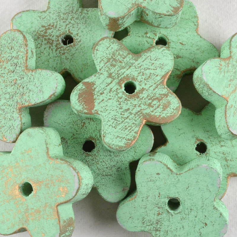 Bloem Hout – Groen met Subtiele Goudfinish