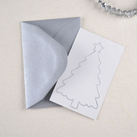 Mini Kerstkaart met Zilveren Envelop – Kerstboom