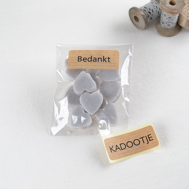 Cellofaan Zakje met Zeep Hartjes & Stickertje