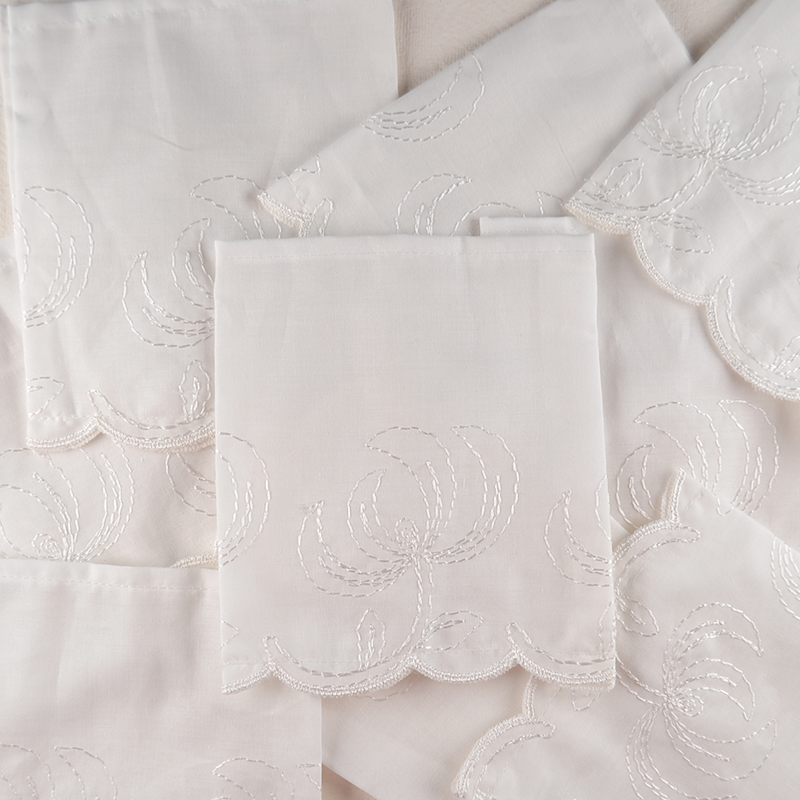 Broderie Zakje Wit – Satijn/Katoen met Stiksels