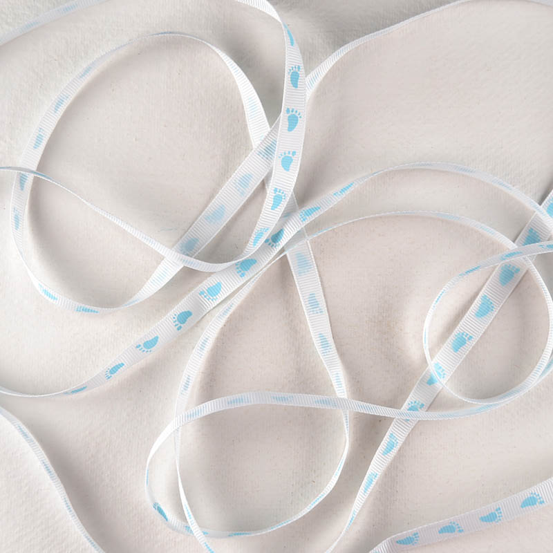 Lint Wit met Babyvoetjes – Lichtblauw