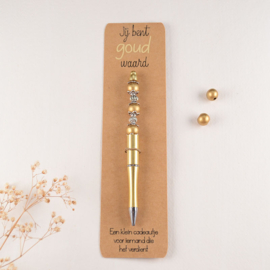 Kaart met Gouden Kralenpen Jij bent Goud Waard