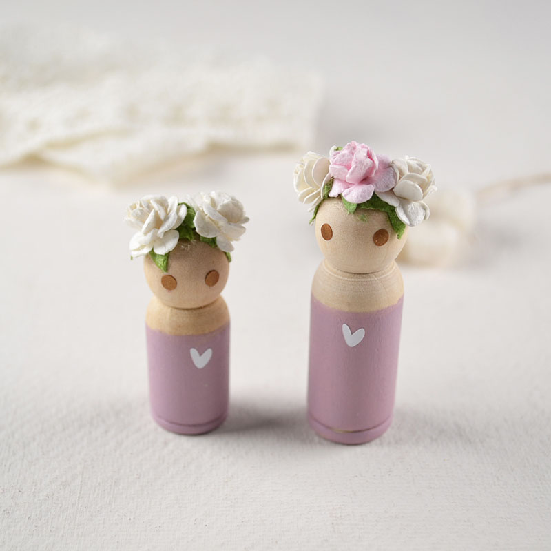 Handbeschilderde Peg Dolls – Keuze uit Kleuren & Maten