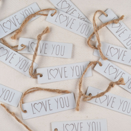 Kunststof label met tekst Love You