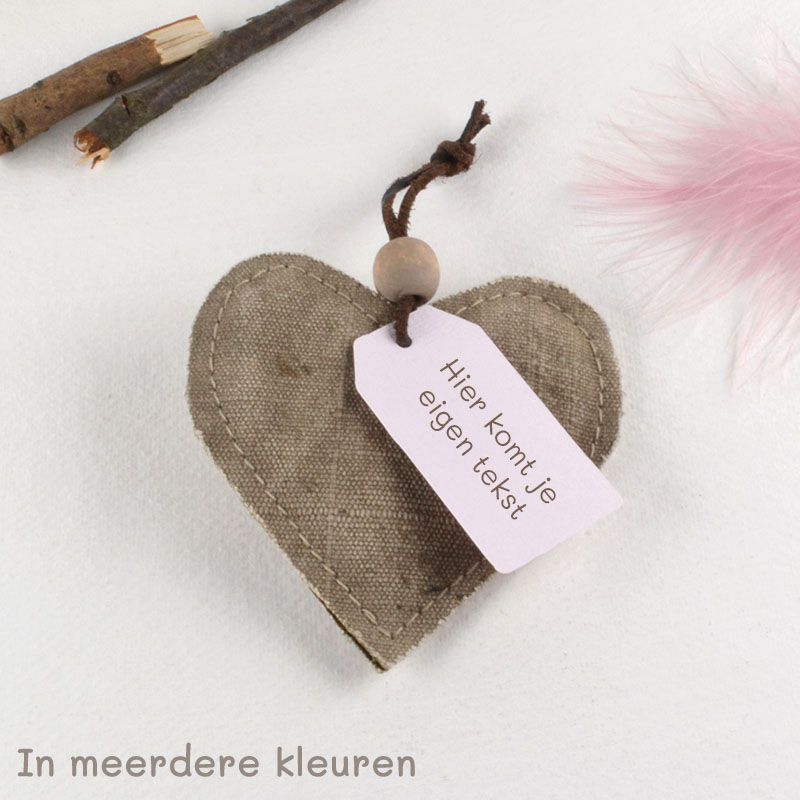 Canvas Hartje met Label en Eigen Tekst