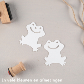 Labels kikker met of zonder gaatje en persoonlijke tekst