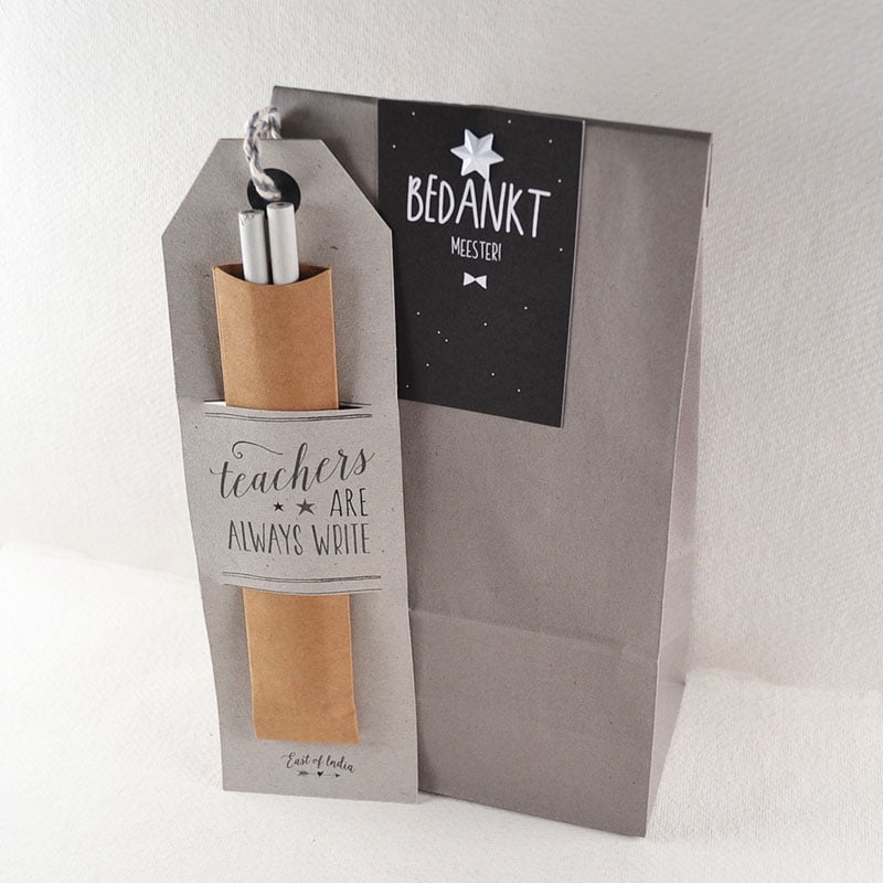 Bedankje voor de Meester - Zakje, Kaartje & Potloden